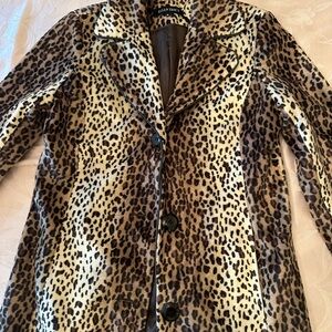 Ellen Tracy Brown Leopard Print Teddy Jacket